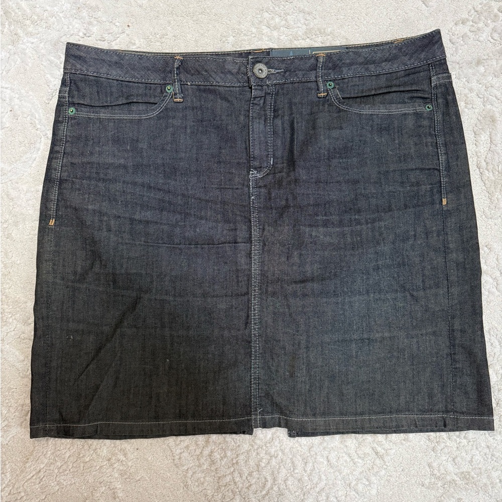 Converse One Star Dark Wash Denim Skirt Size 14 Stretch Back Slit